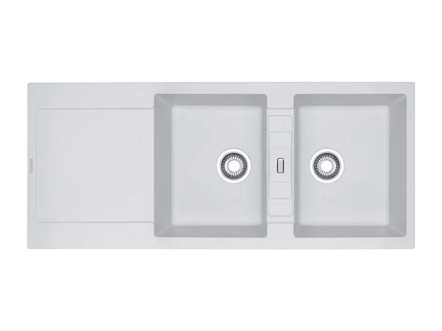 Evier à encastrer 2 bacs FRANKE Maris Fragranit avec vidage manuel Blanc artic