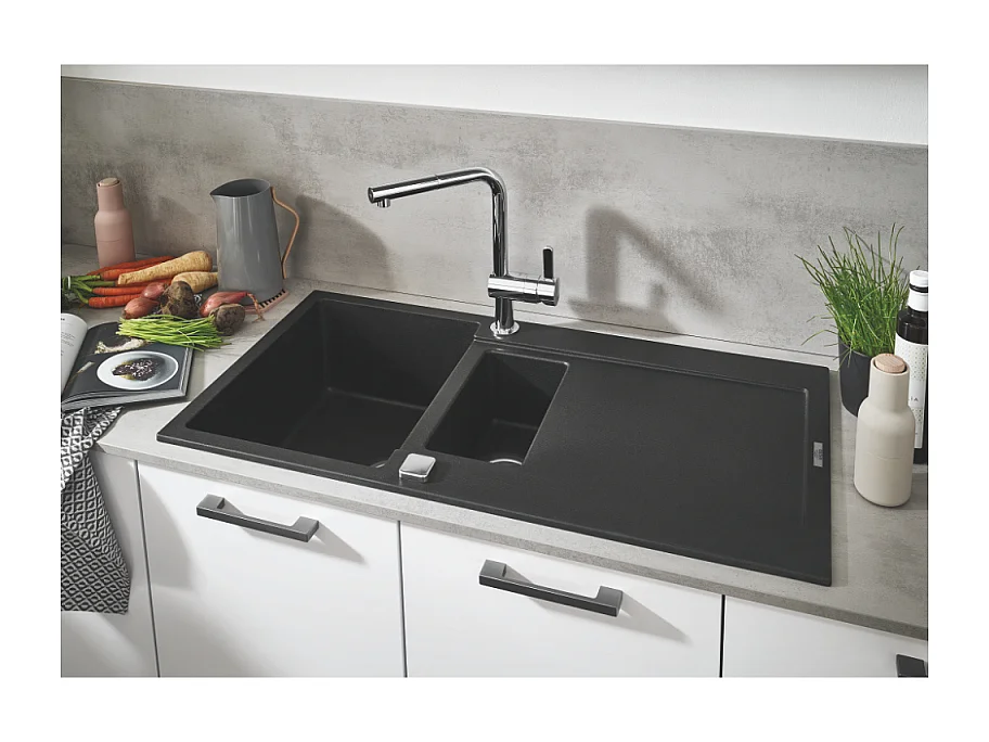 GROHE Evier composite avec égouttoir K500 Noir Granite 31646AP0