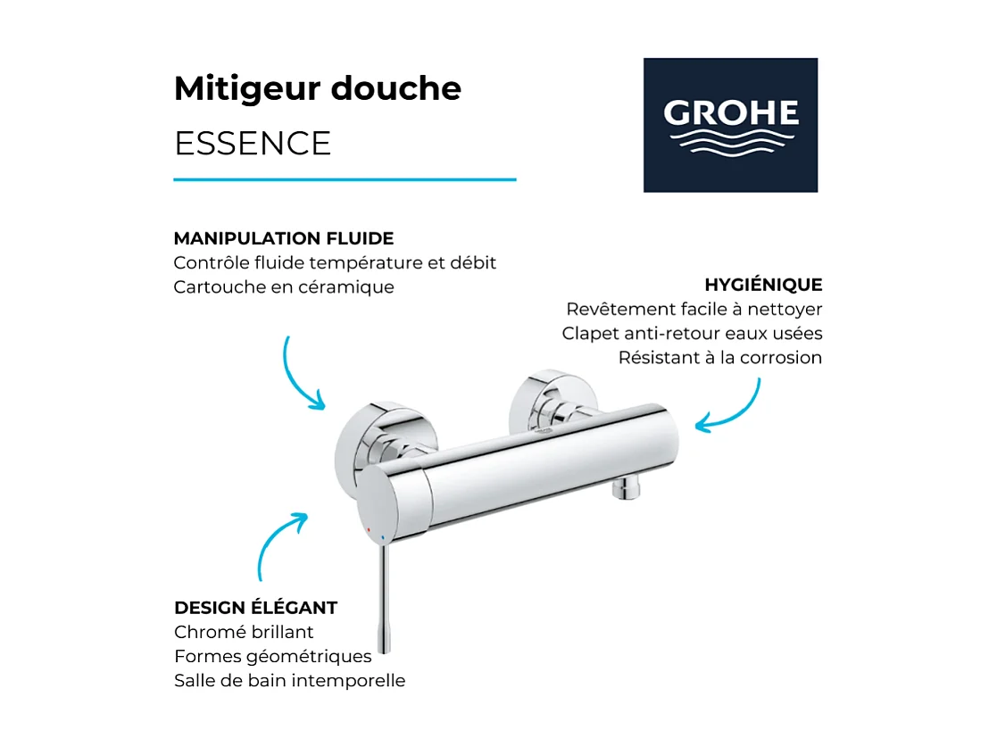 Mitigeur douche GROHE Essence Hard Graphite