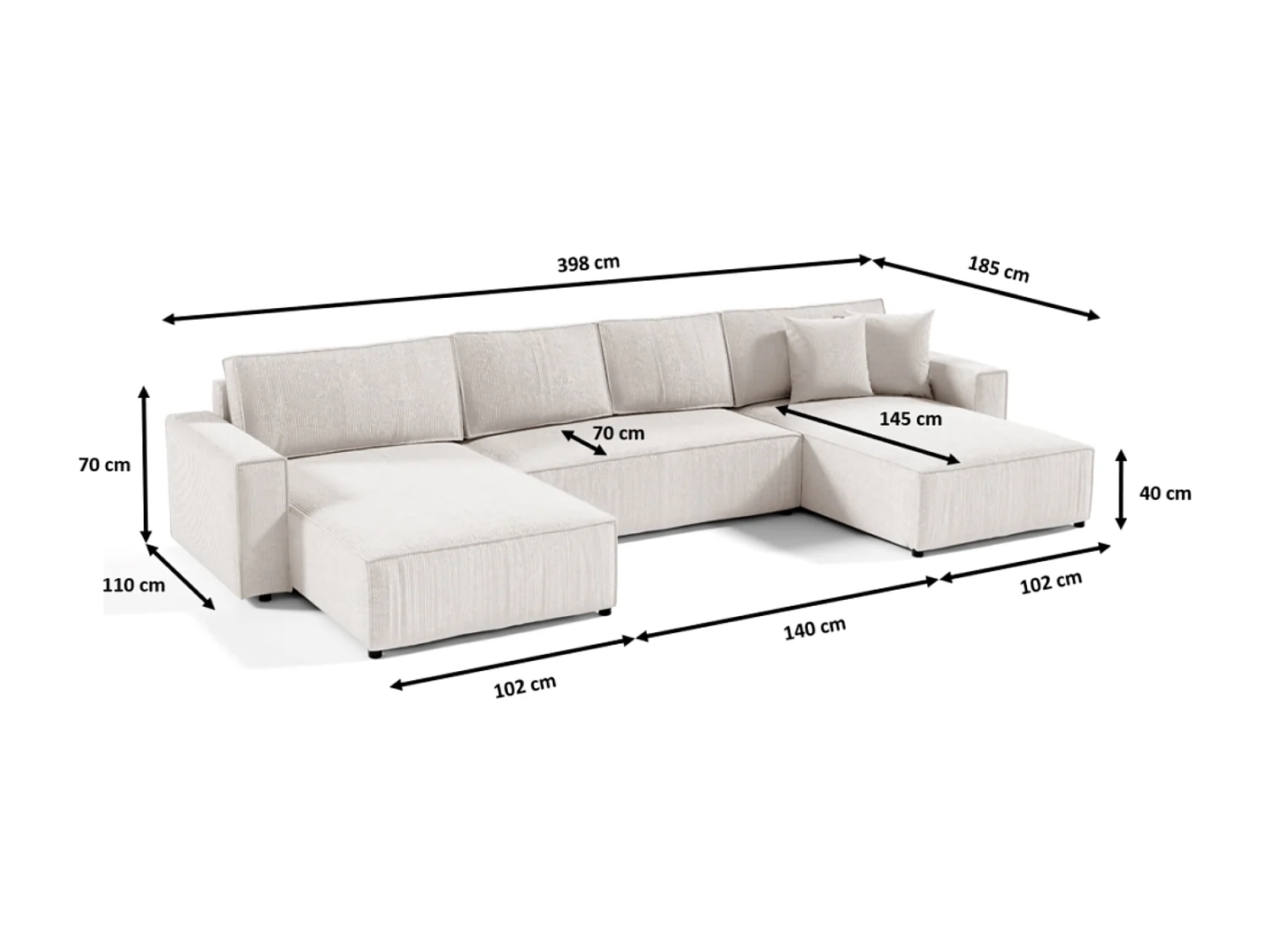 Canapé d'angle convertible MILLE U Braun