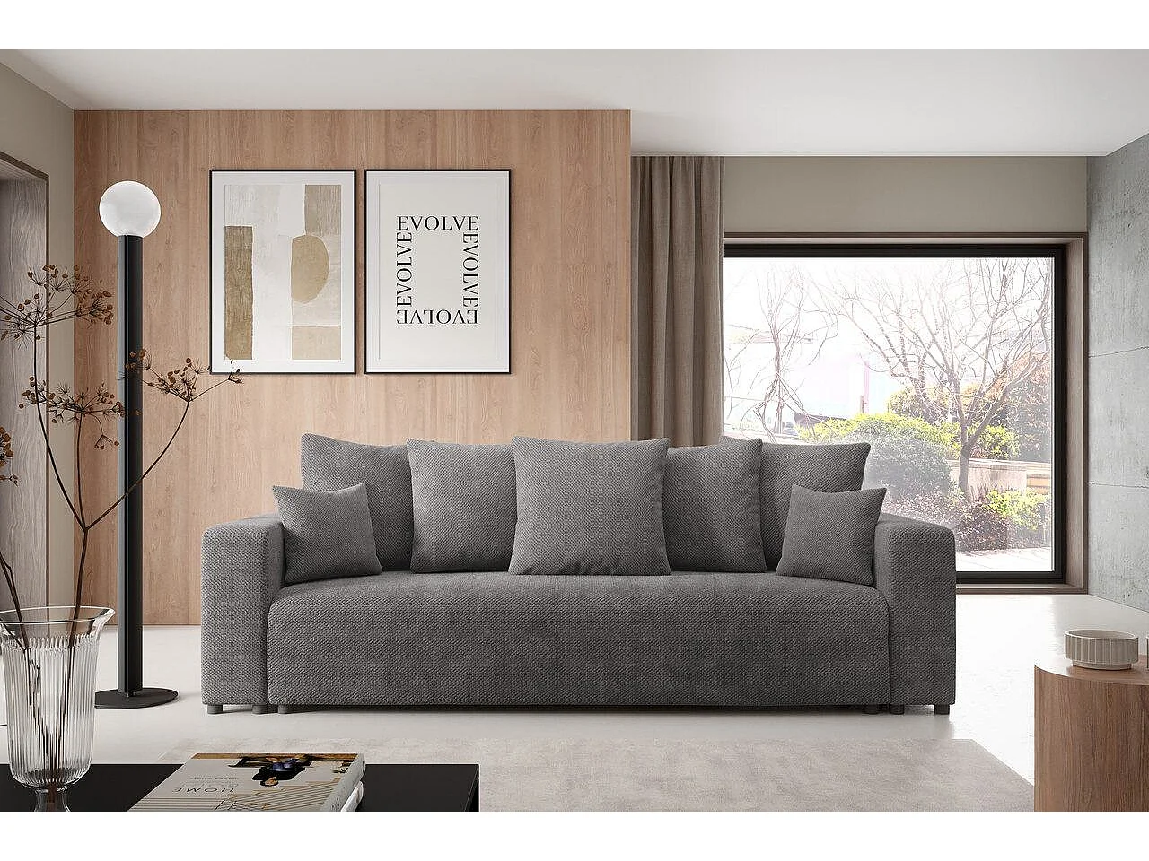 Schlafsofa mit Bettkasten EVORA Grau Anthrazit