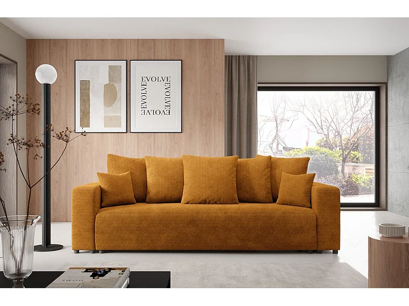Schlafsofa mit Bettkasten EVORA Gelb