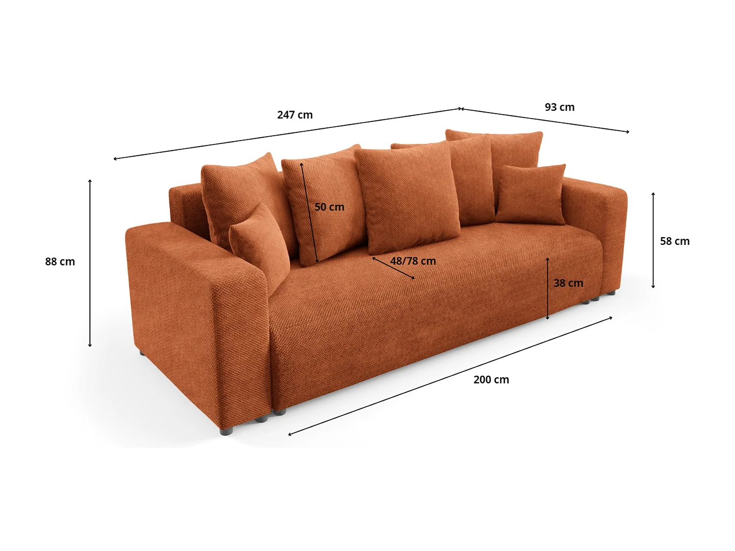 Schlafsofa mit Bettkasten EVORA Grau