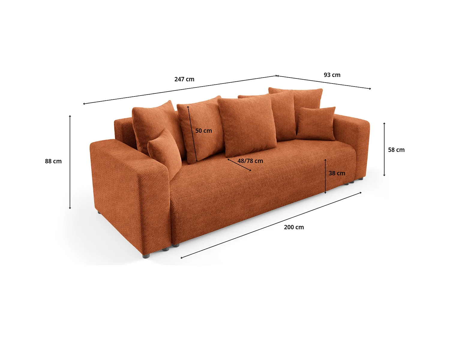 Schlafsofa mit Bettkasten EVORA Schwarz