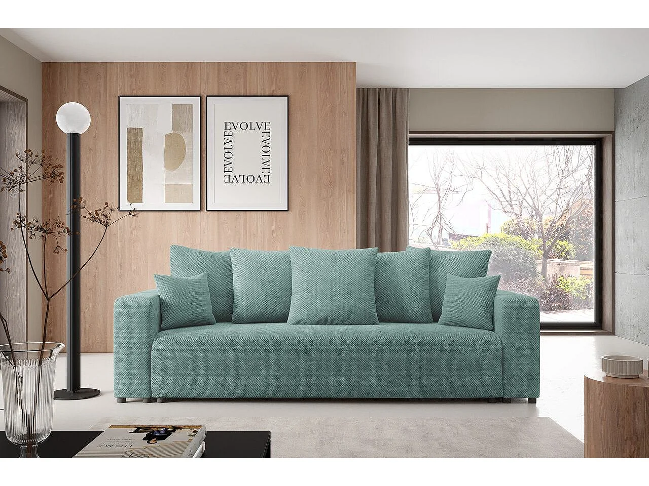 Schlafsofa mit Bettkasten EVORA Türkis