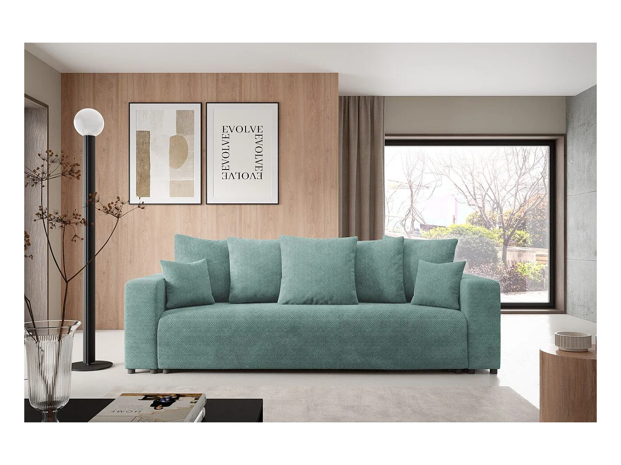 Slaapbank met opbergruimte EVORA Turquoise