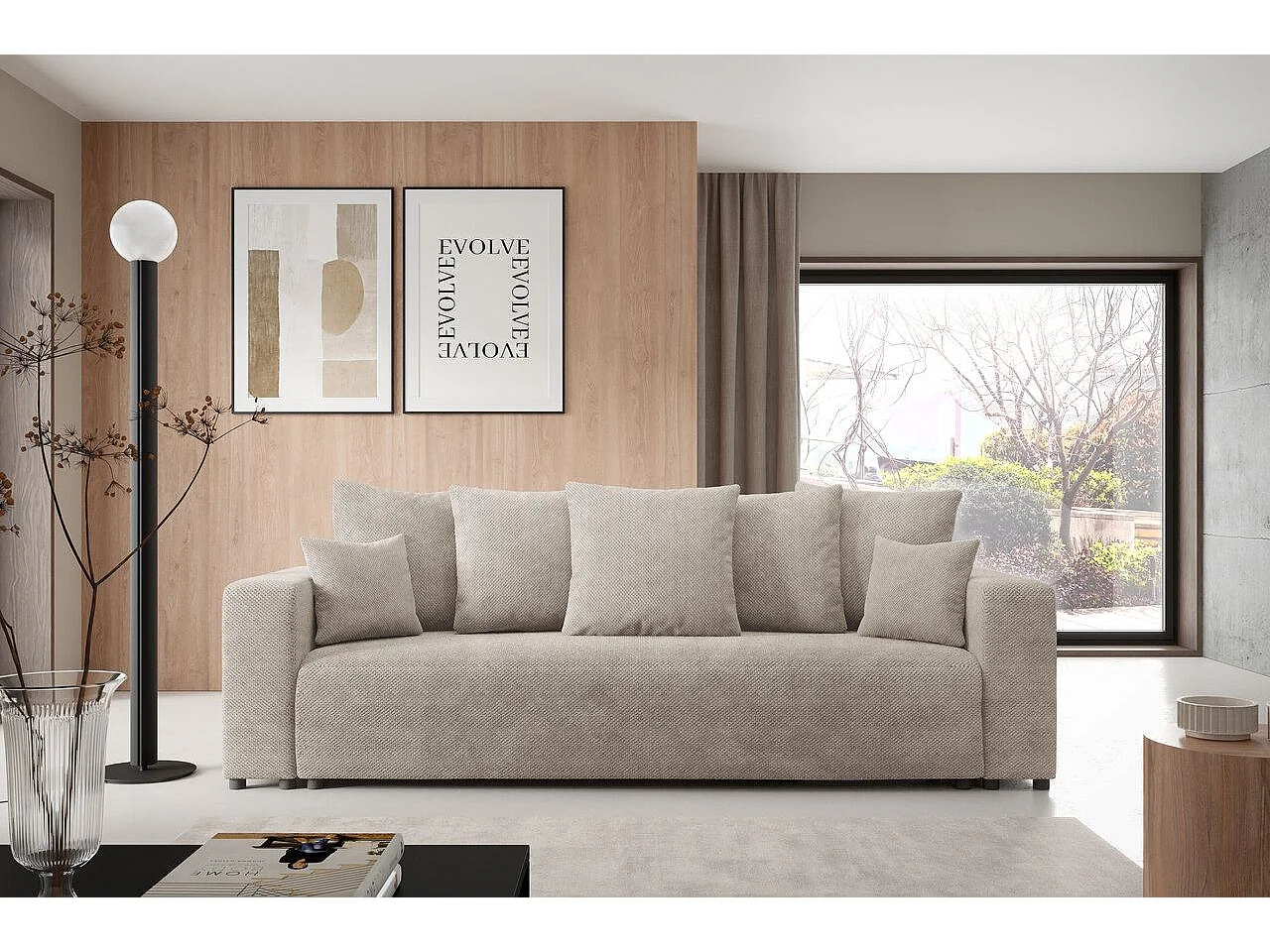 Schlafsofa mit Bettkasten EVORA Beige