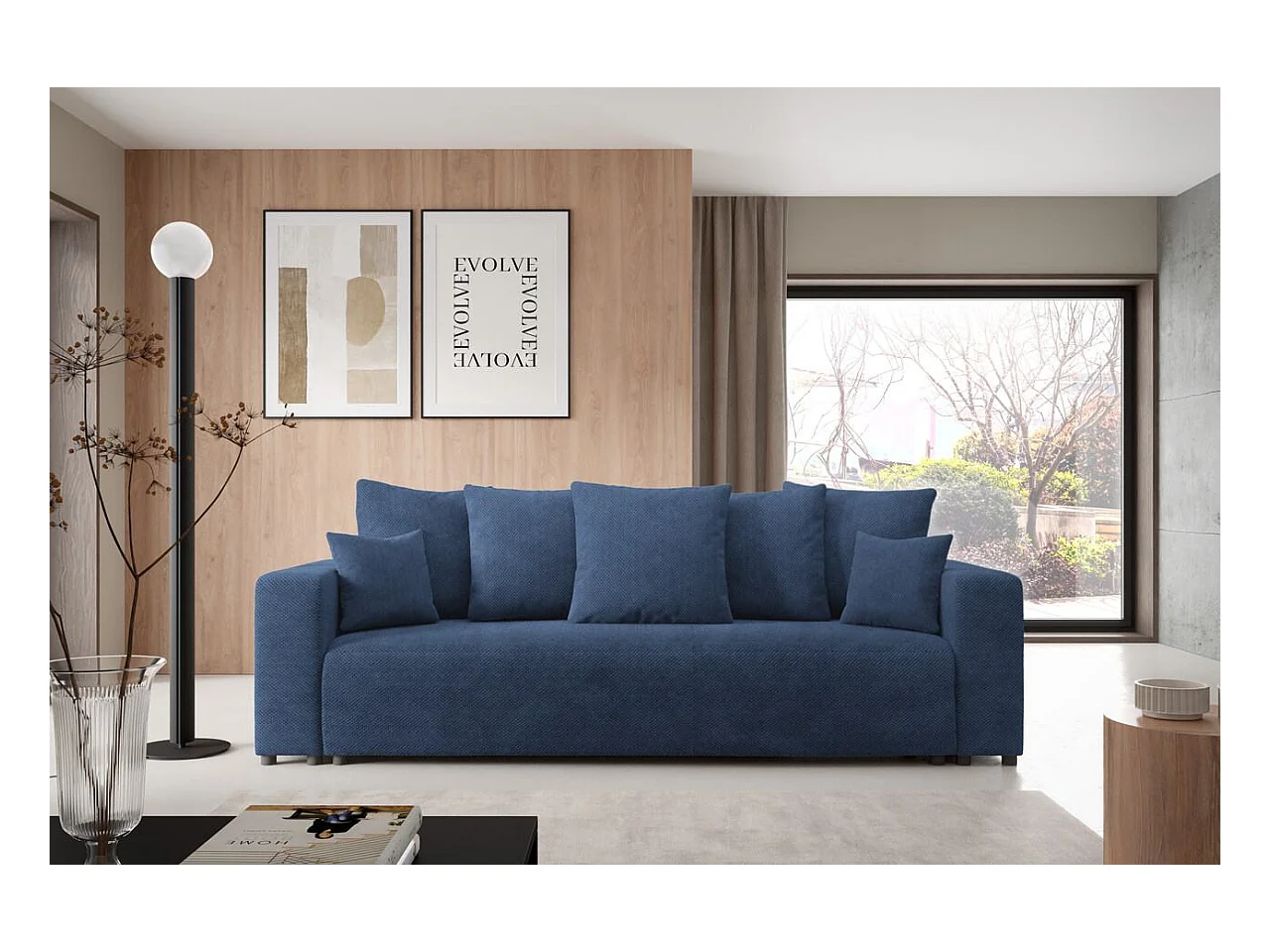 Slaapbank met opbergruimte EVORA Blauw