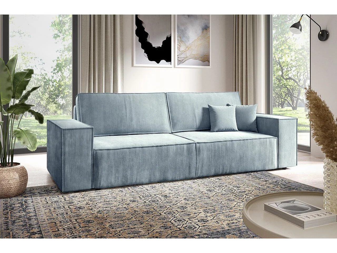 Schlafsofa mit Bettkasten MILLE Mini Himmelblau