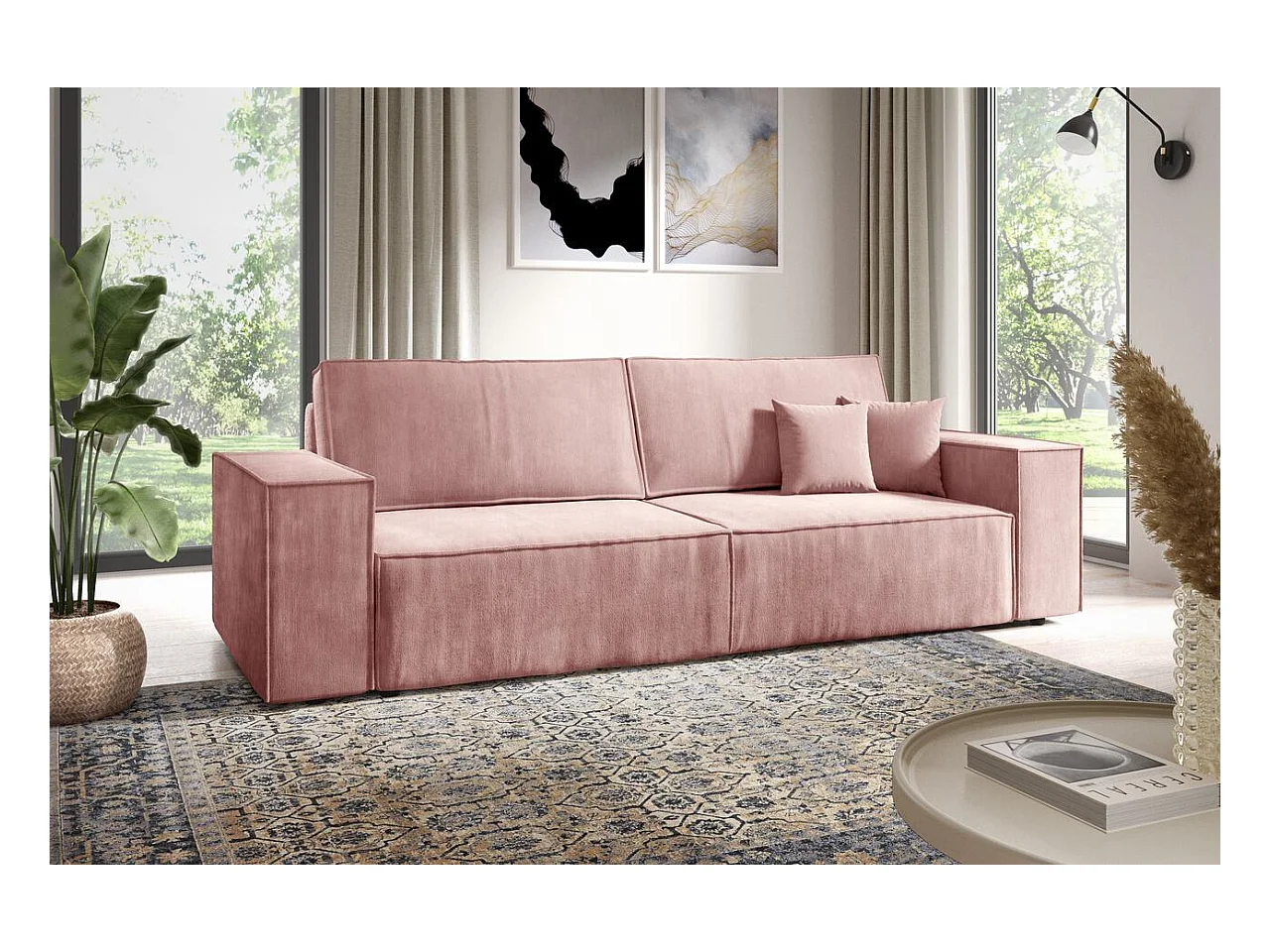 Slaapbank met opbergruimte MILLE Mini Roze