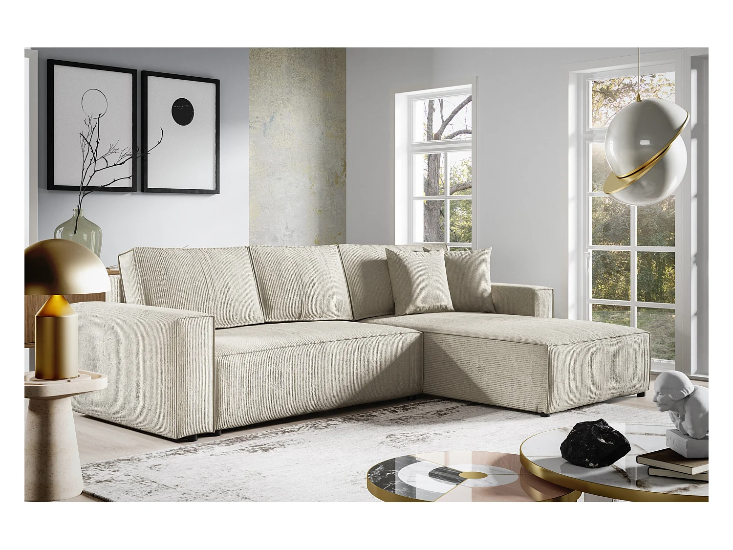 Ecksofa mit Schlaffunktion MILLE L Rose