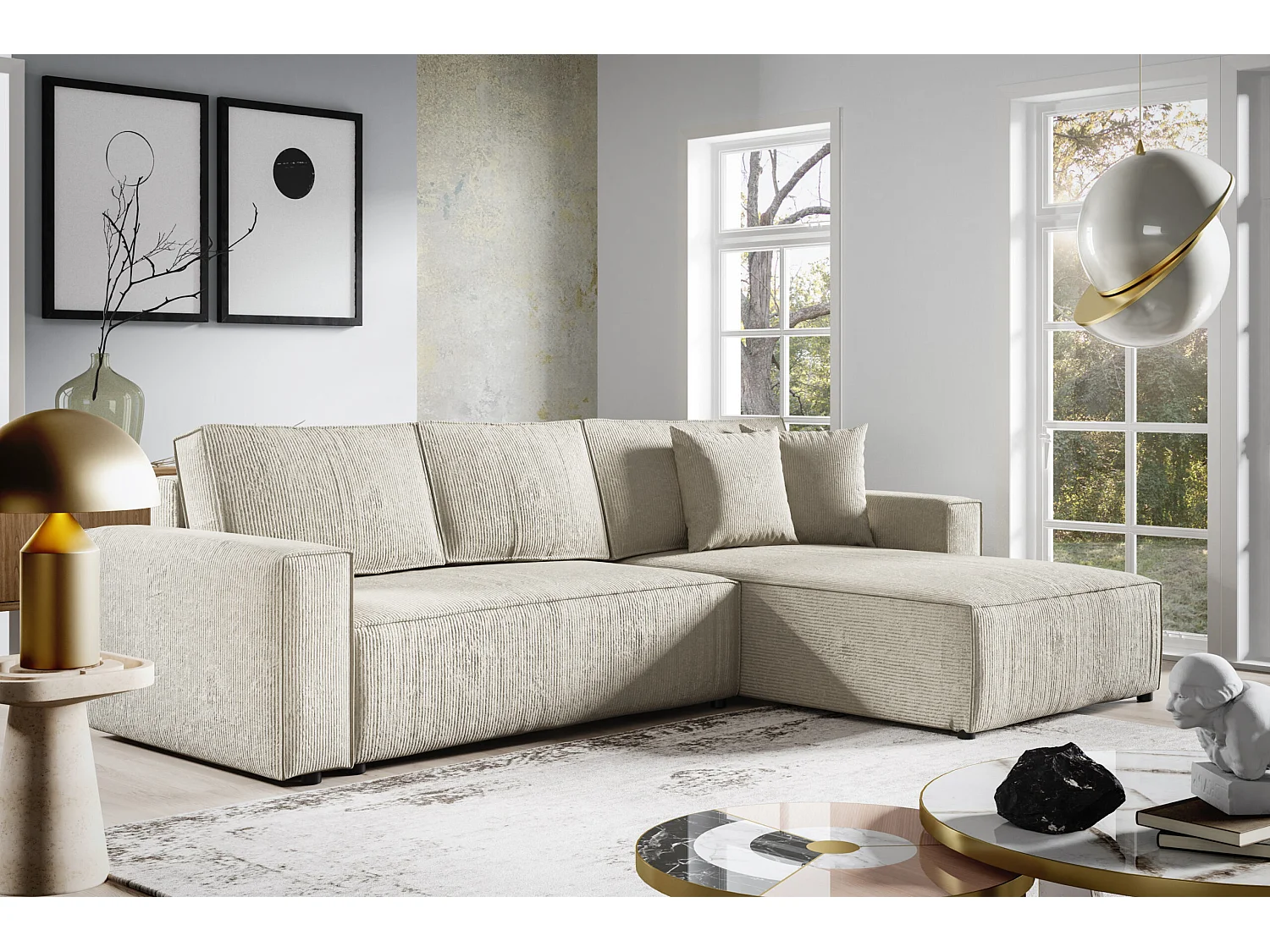 Ecksofa mit Schlaffunktion MILLE L Rose