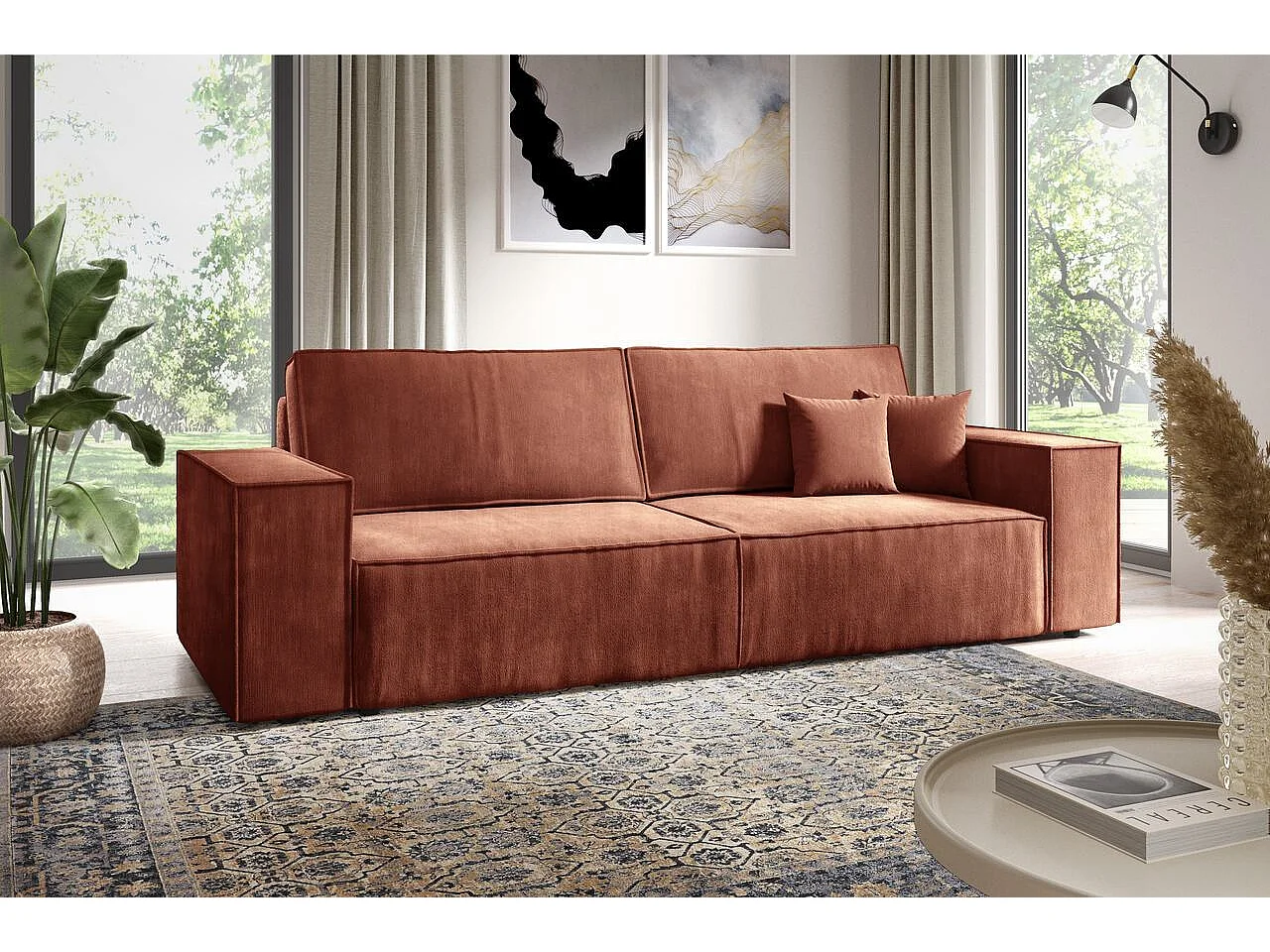 Schlafsofa mit Bettkasten MILLE Mini Orange