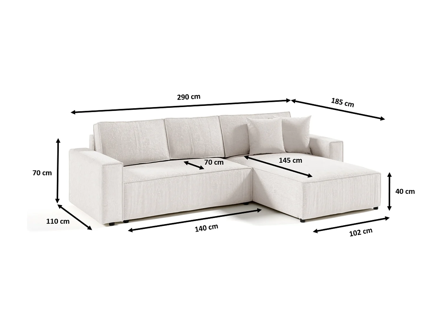 Ecksofa mit Schlaffunktion MILLE L Orange
