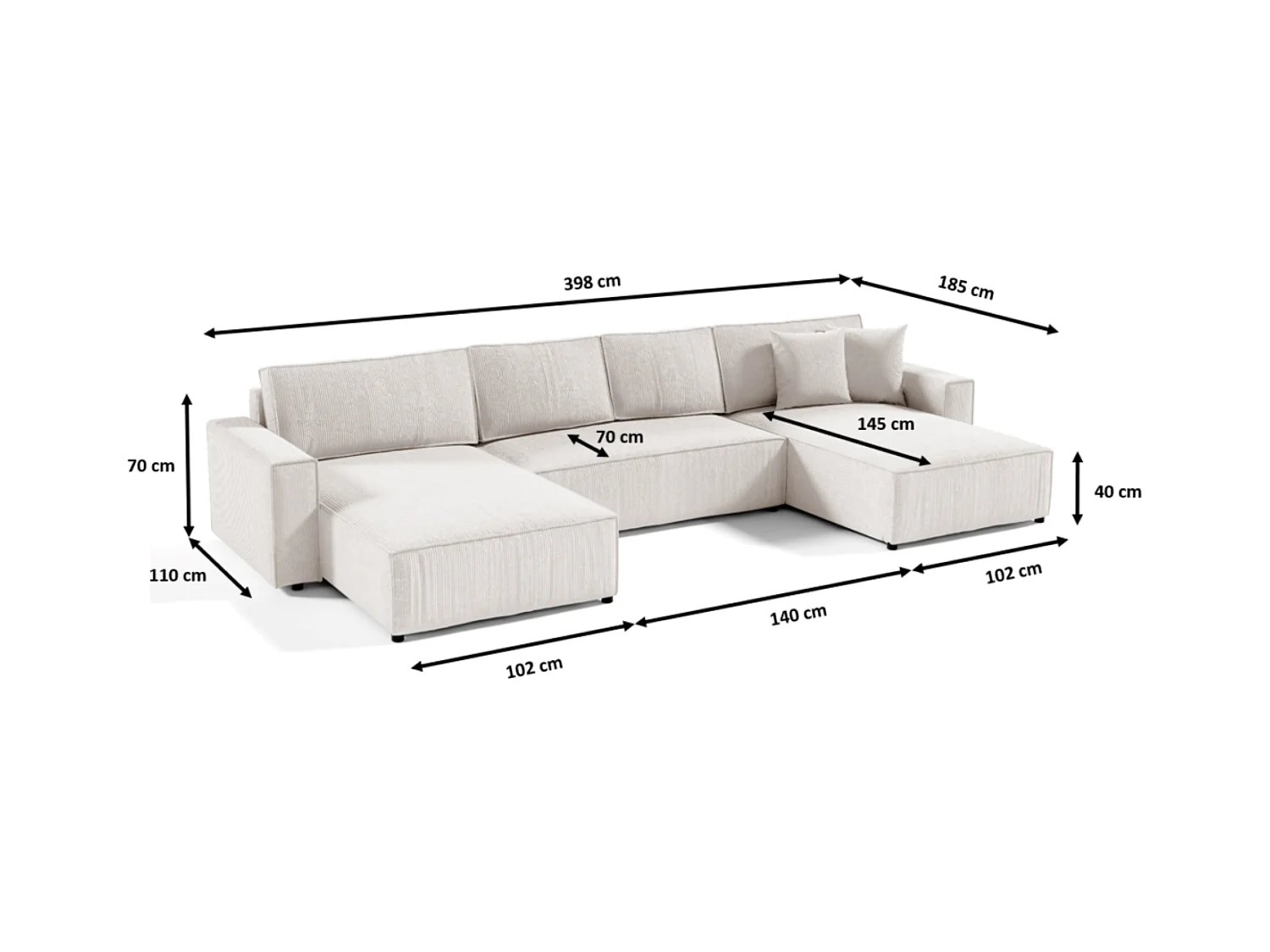 Ecksofa mit Schlaffunktion MILLE U Beige