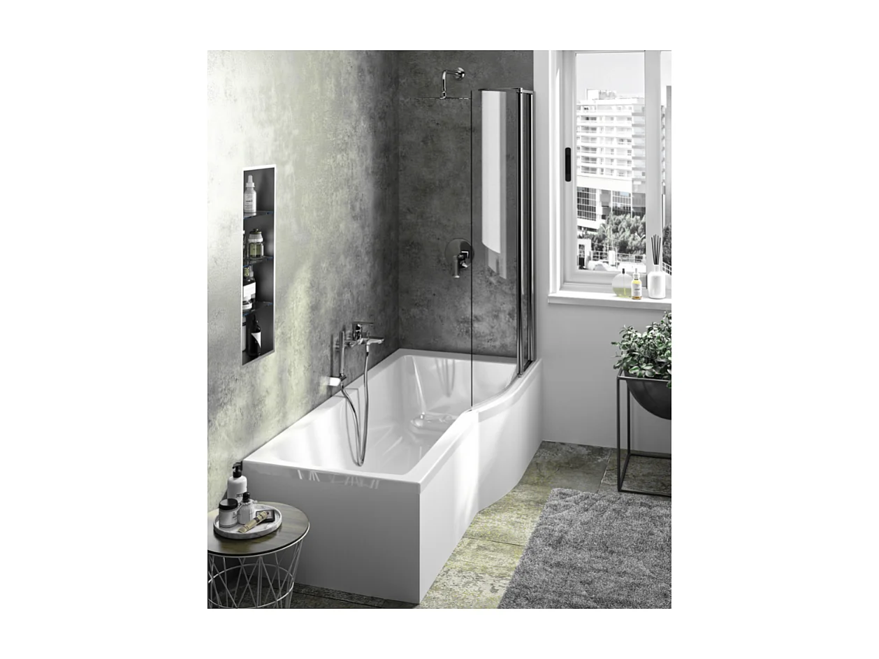 IDEAL STANDARD Baignoire Connect air 150 X 80 avec pare bain avec volet, tablier frontal et lateral asymétrique gauche