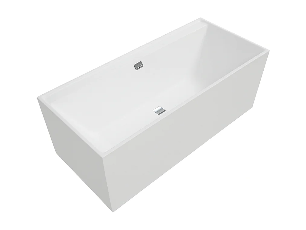 Baignoire droite 160 x 75 VILLEROY & BOCH Collaro acrylique Blanc Mat avec vidage et trop-plein chrome