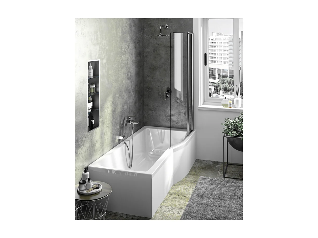 IDEAL STANDARD Baignoire Connect air 150 X 80 avec pare Bain, tablier frontal et lateral asymétrique gauche