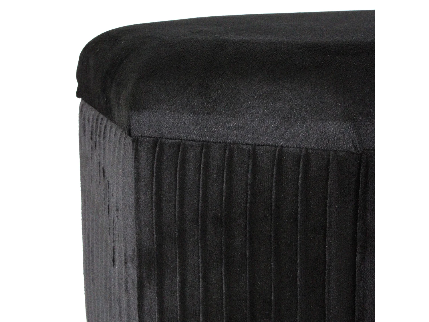 Pouf contenitore in velluto nero in set di 2