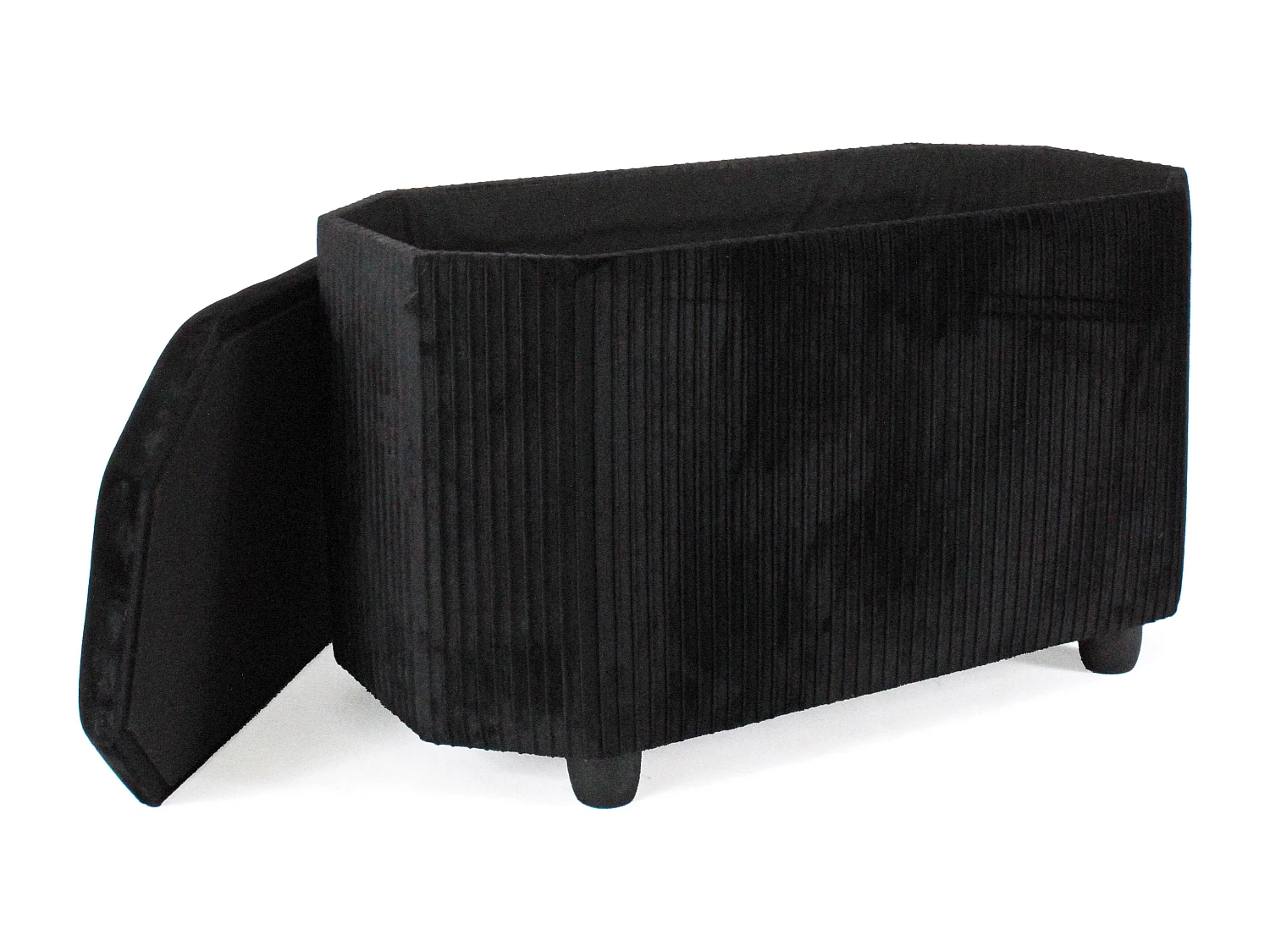Pouf contenitore in velluto nero in set di 2