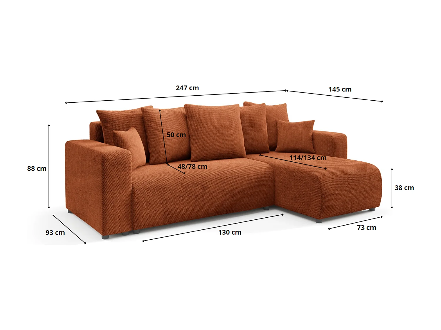 Ecksofa mit Schlaffunktion EVORA L Schwarz