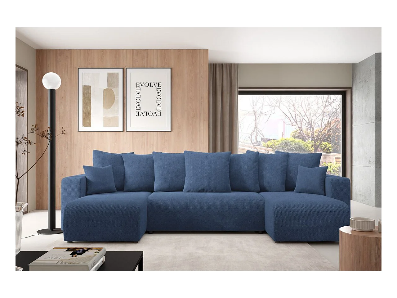 Hoekbankbed EVORA U Blauw