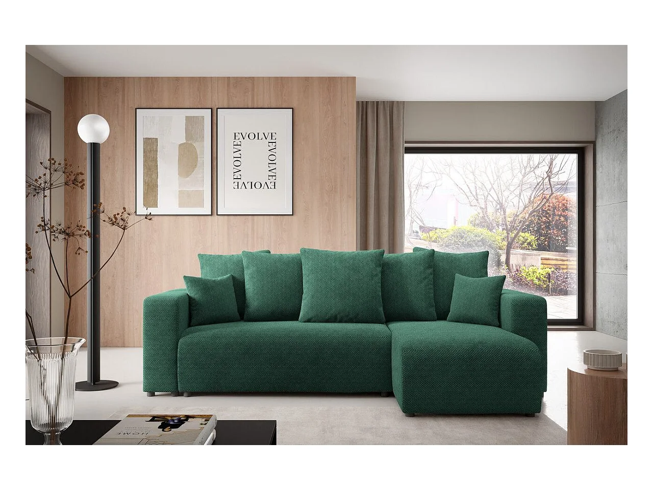 Hoekbankbed EVORA L Groen