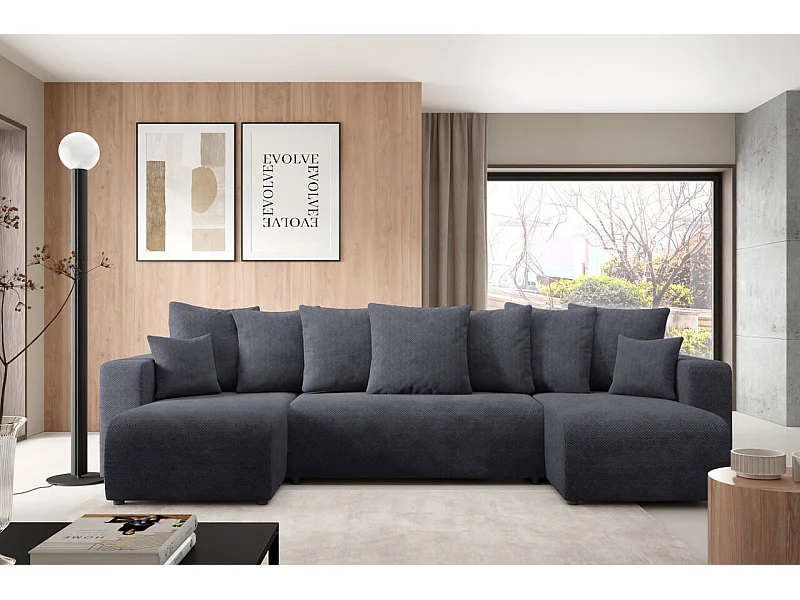 Canapé d'angle convertible EVORA U Noir