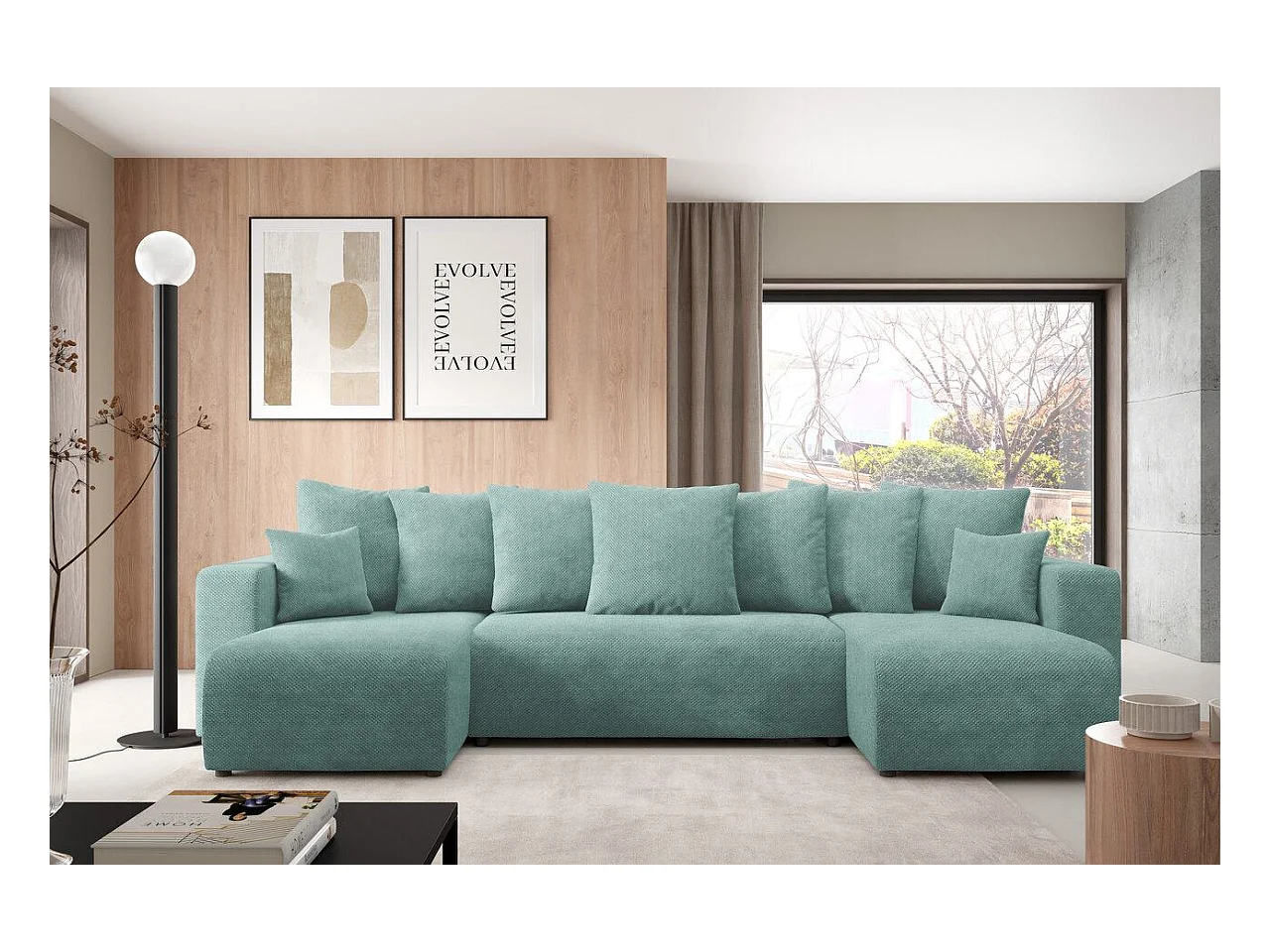 Hoekbankbed EVORA U Turquoise
