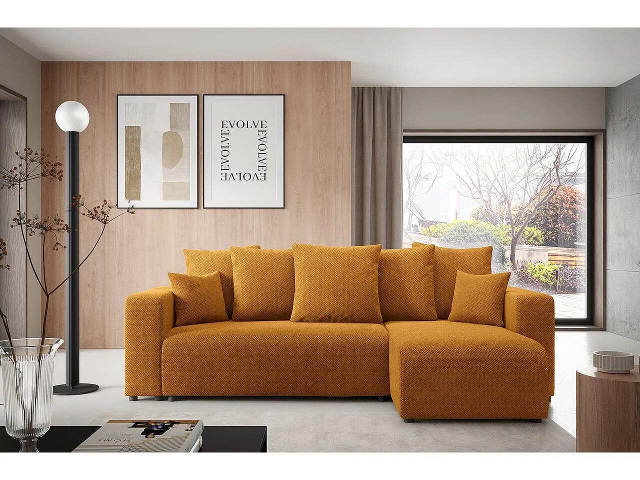 Canapé d'angle convertible EVORA L Jaune