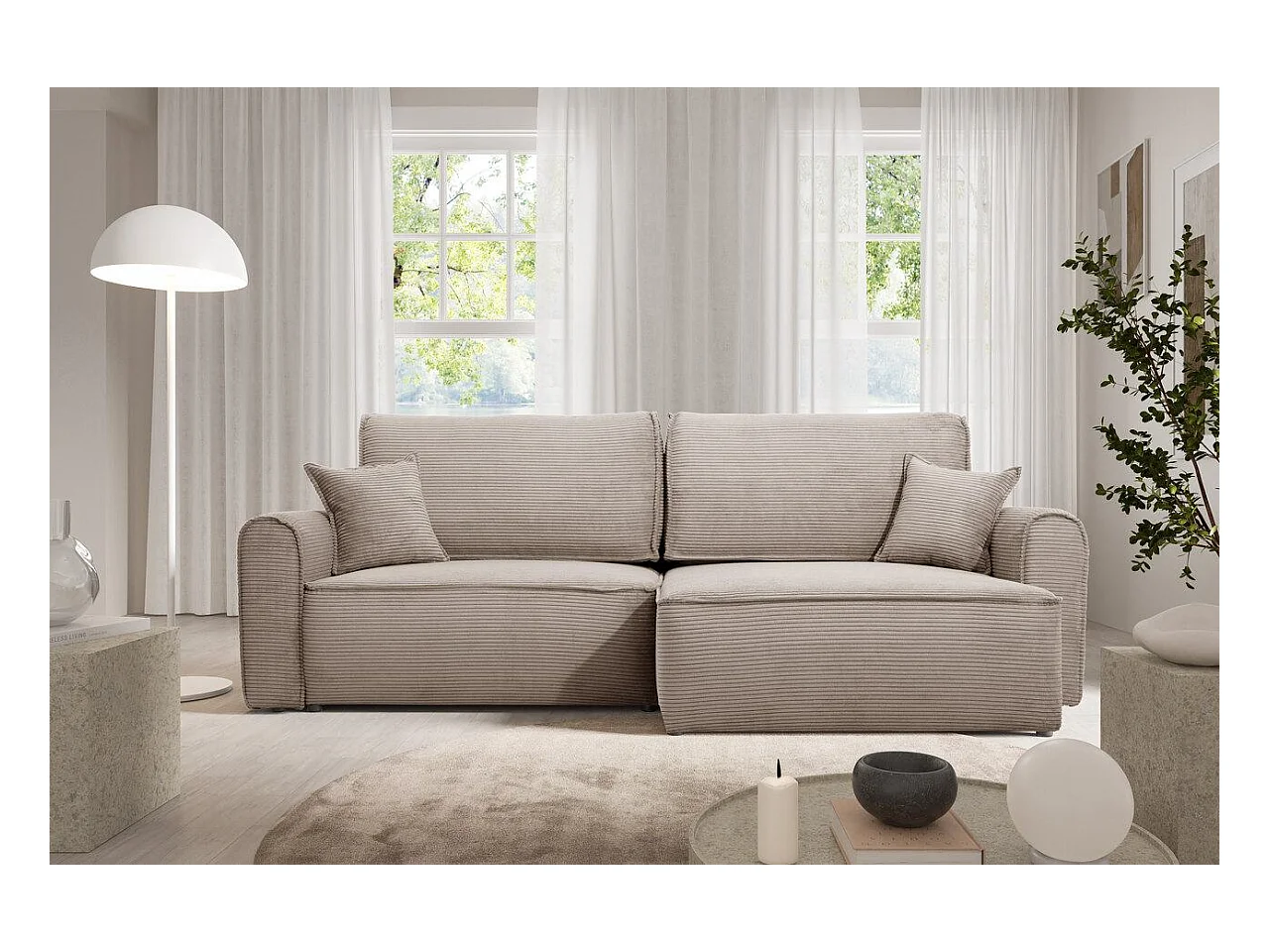 Canapé d'angle convertible MARTIN Beige