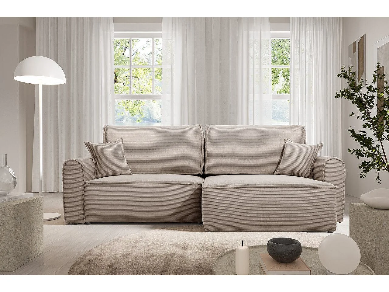 Canapé d'angle convertible MARTIN Beige