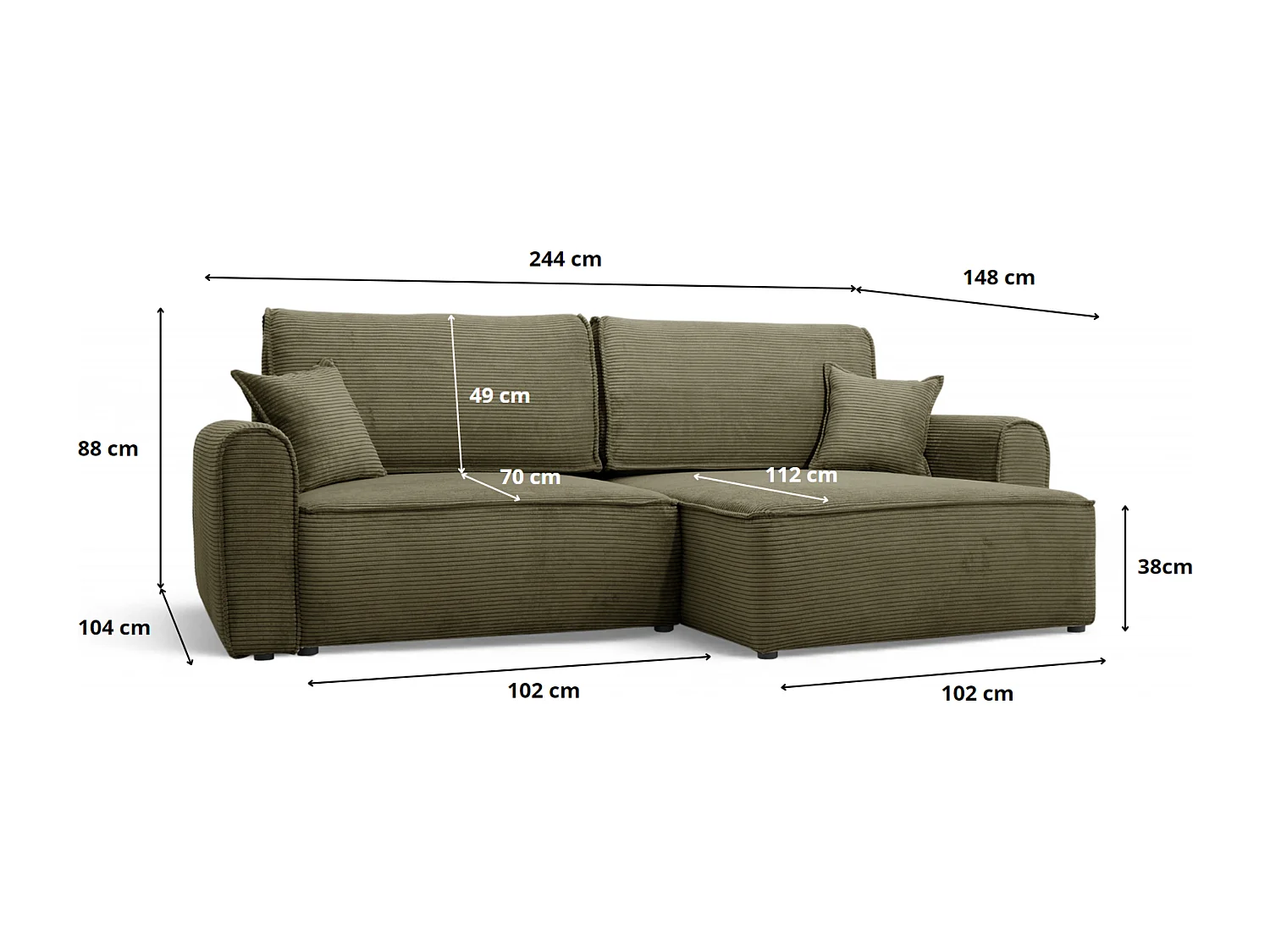 Canapé d'angle convertible MARTIN Beige