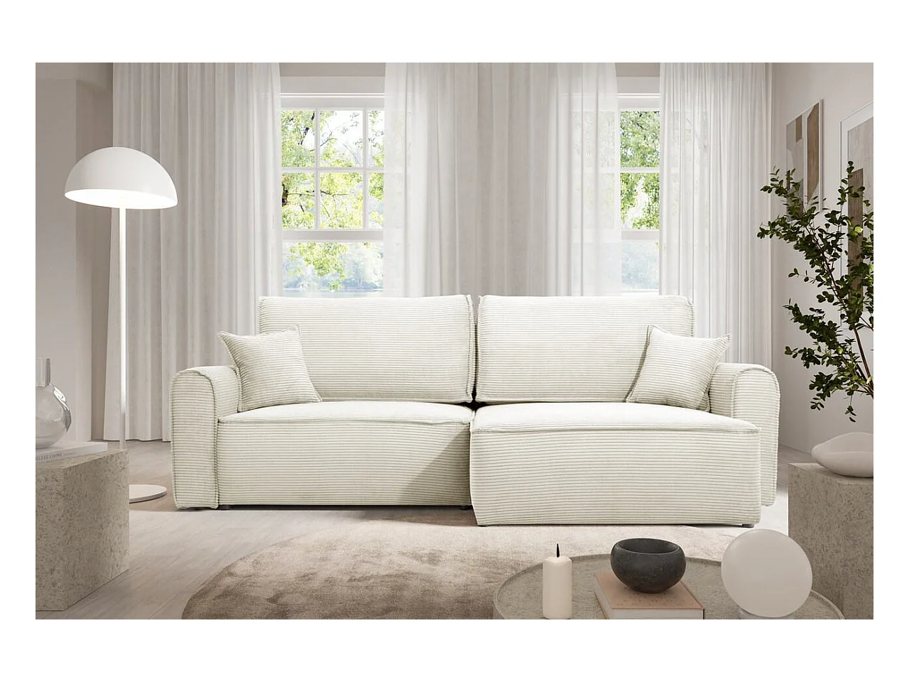 Canapé d'angle convertible MARTIN Creme