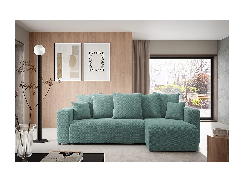 Canapé d'angle convertible EVORA L Turquoise