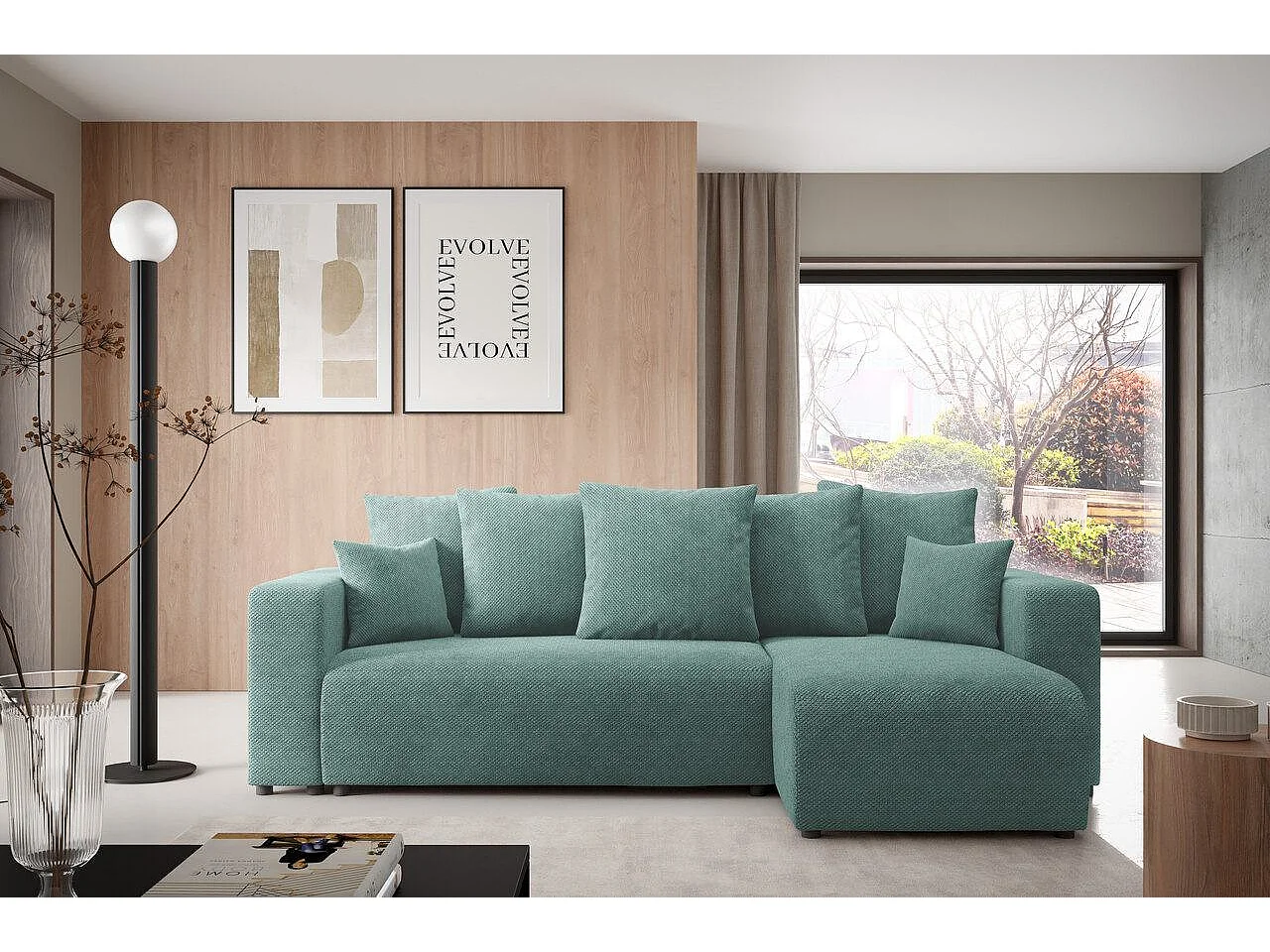 Ecksofa mit Schlaffunktion EVORA L Türkis