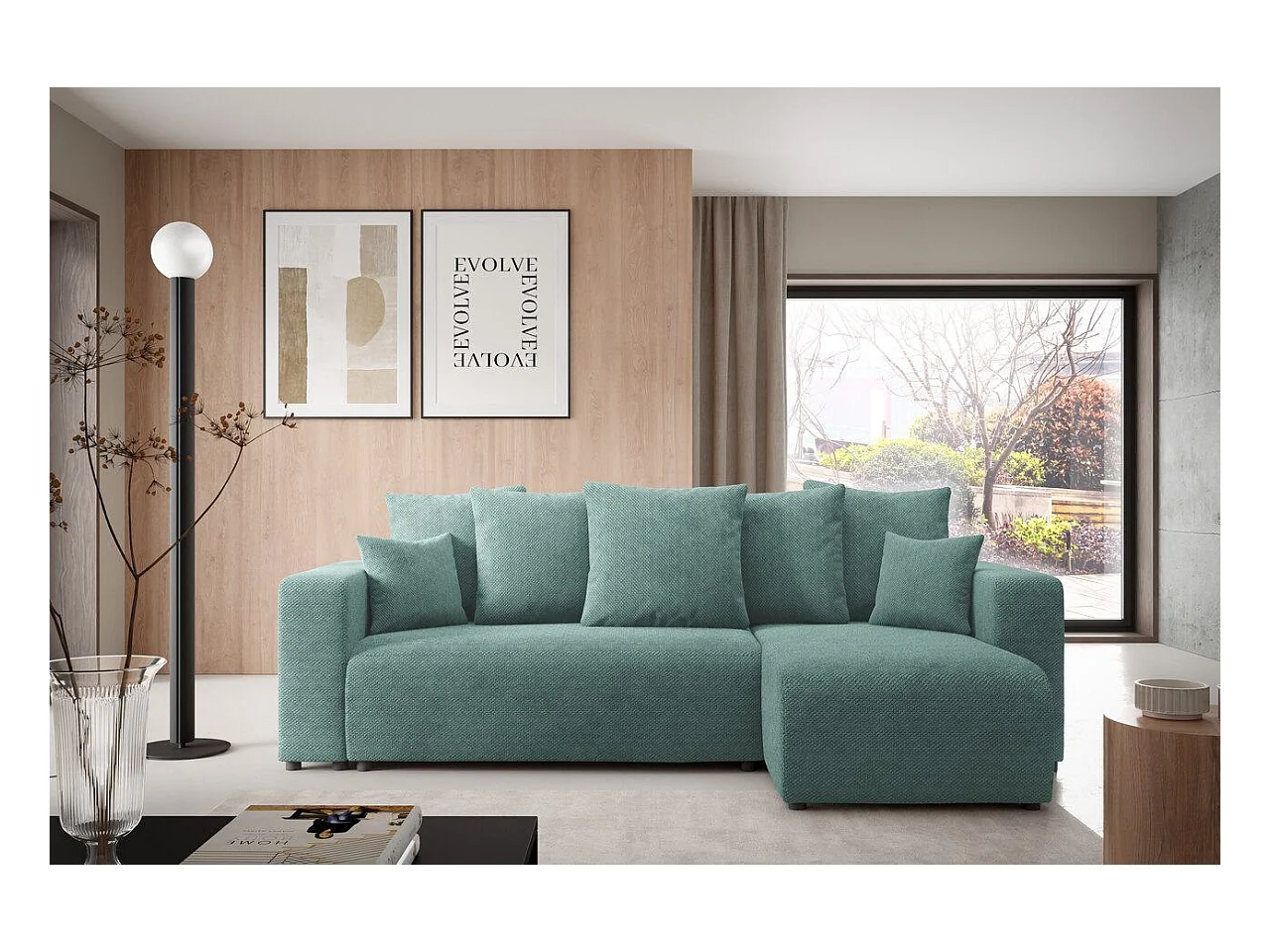 Hoekbankbed EVORA L Turquoise