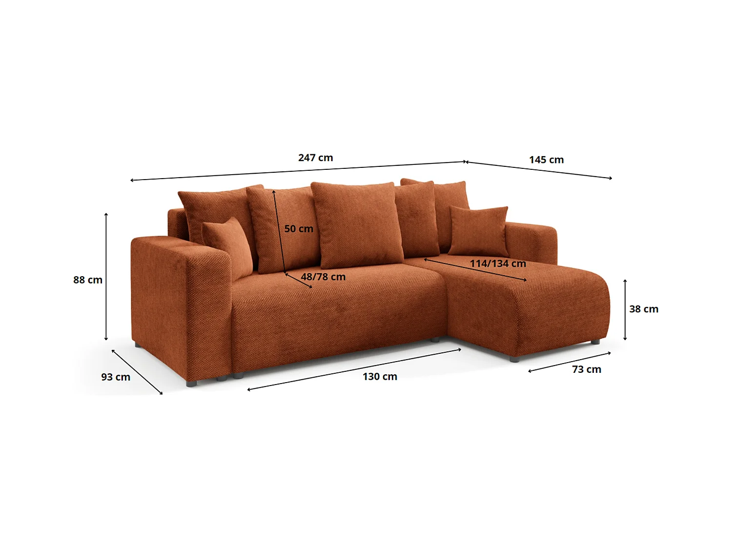 Canapé d'angle convertible EVORA L Turquoise