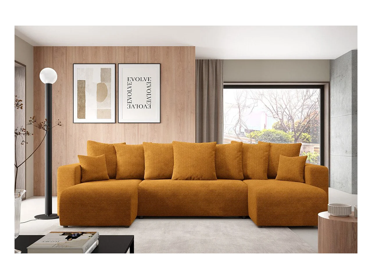 Ecksofa mit Schlaffunktion EVORA U Gelb