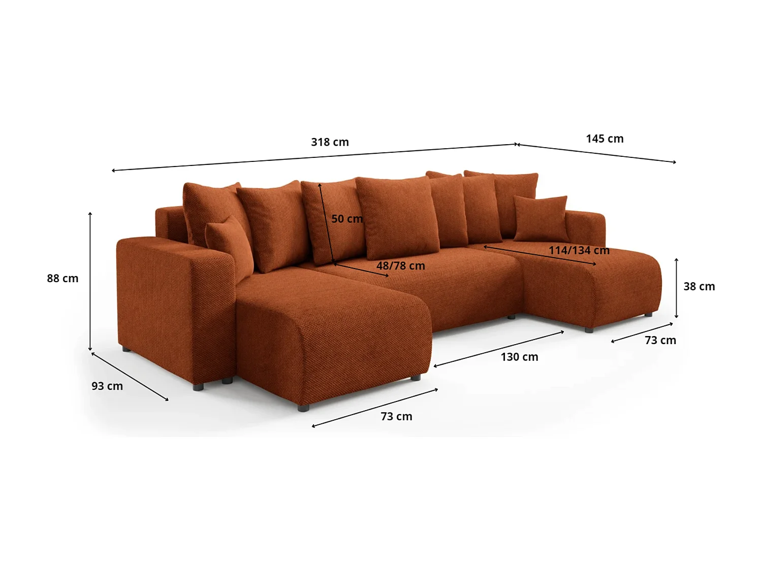 Ecksofa mit Schlaffunktion EVORA U Gelb