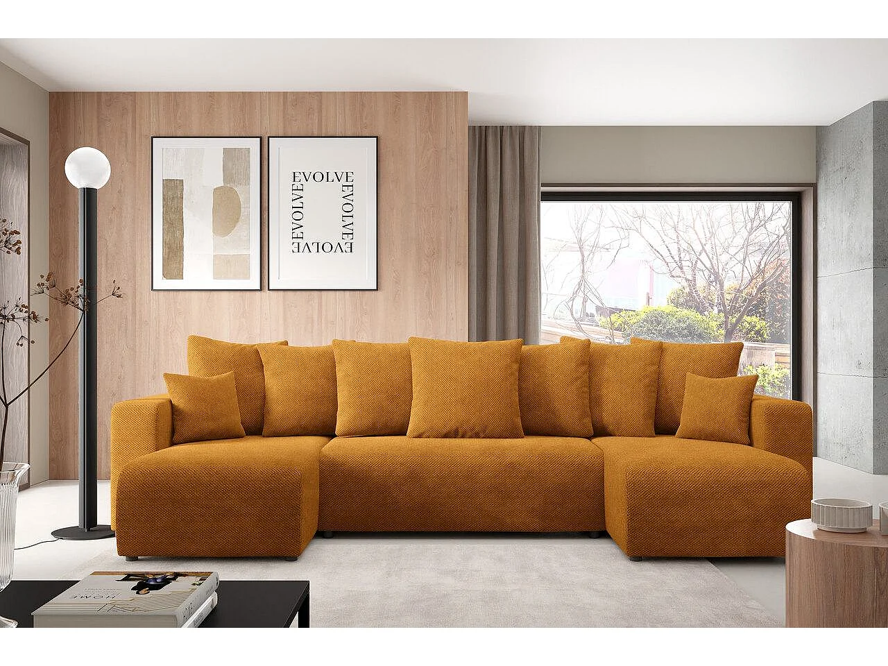 Canapé d'angle convertible EVORA U Jaune
