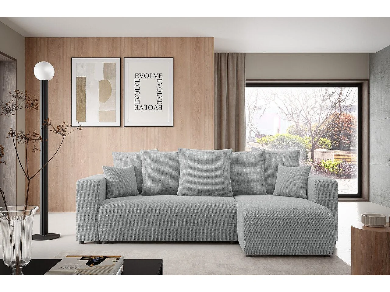 Canapé d'angle convertible EVORA L Gris