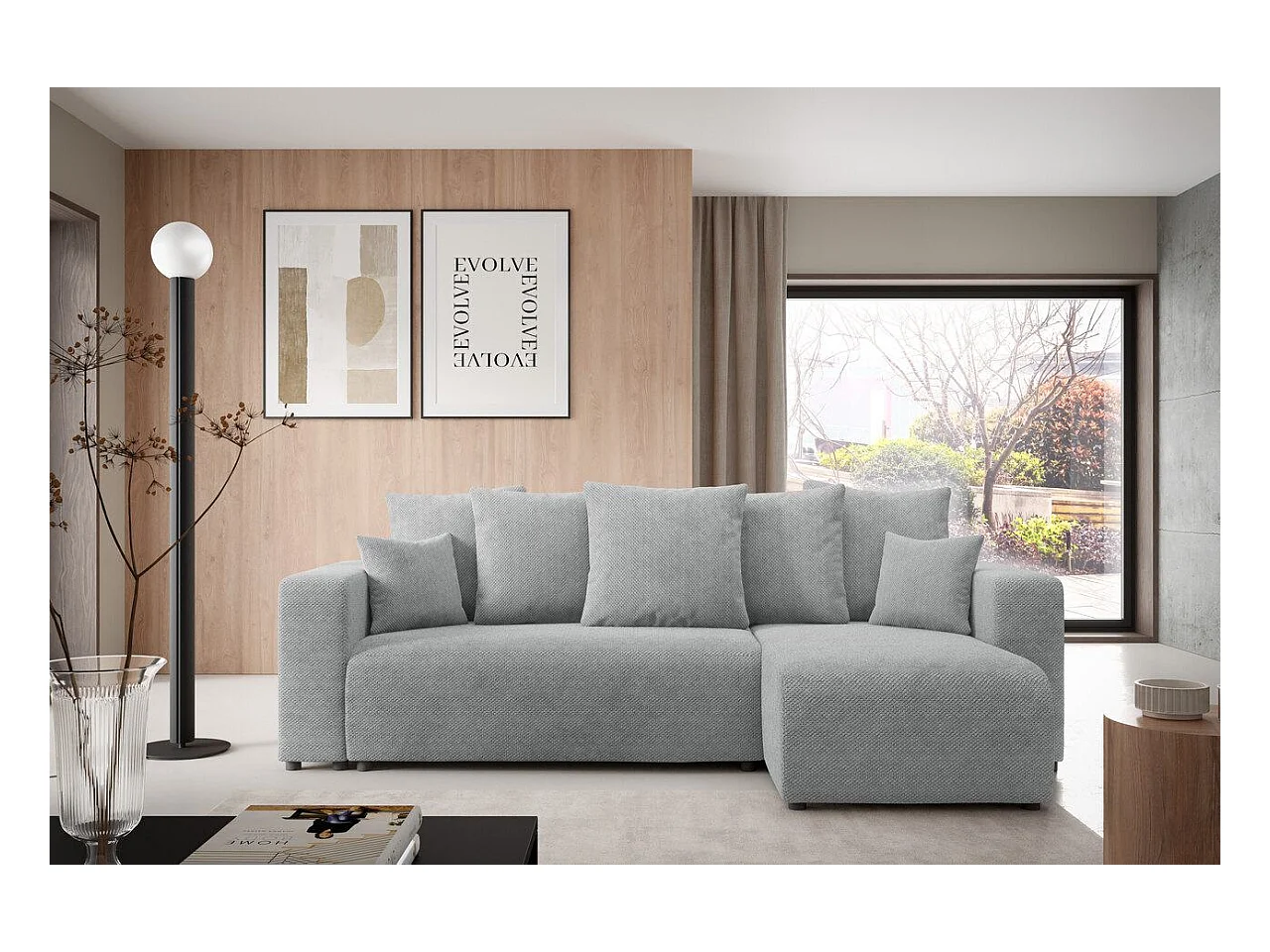 Hoekbankbed EVORA L Grijs