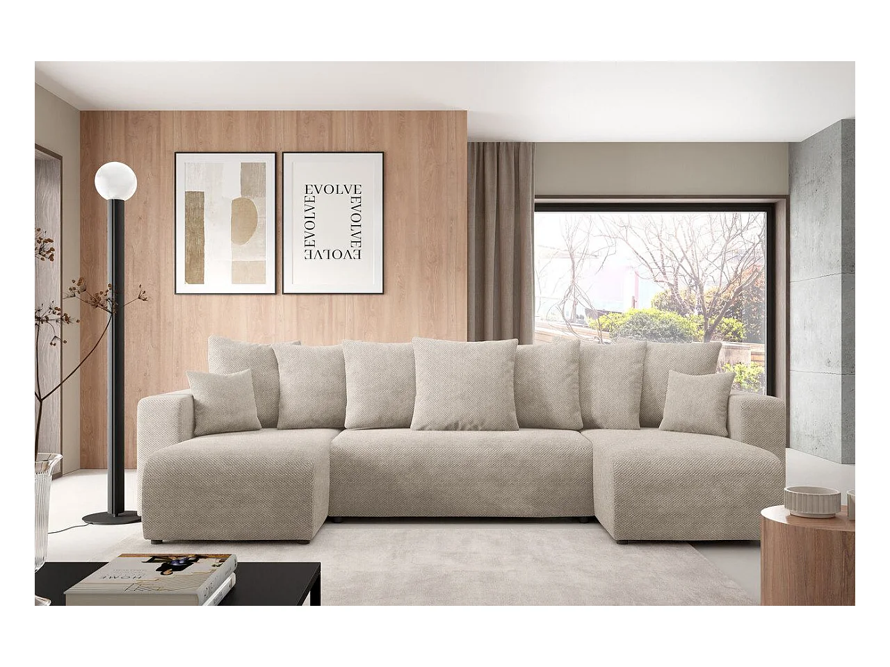 Hoekbankbed EVORA U Beige