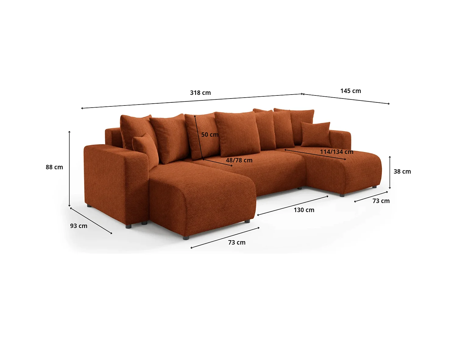 Ecksofa mit Schlaffunktion EVORA U Grau Anthrazit