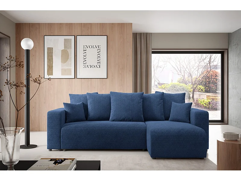 Hoekbankbed EVORA L Blauw