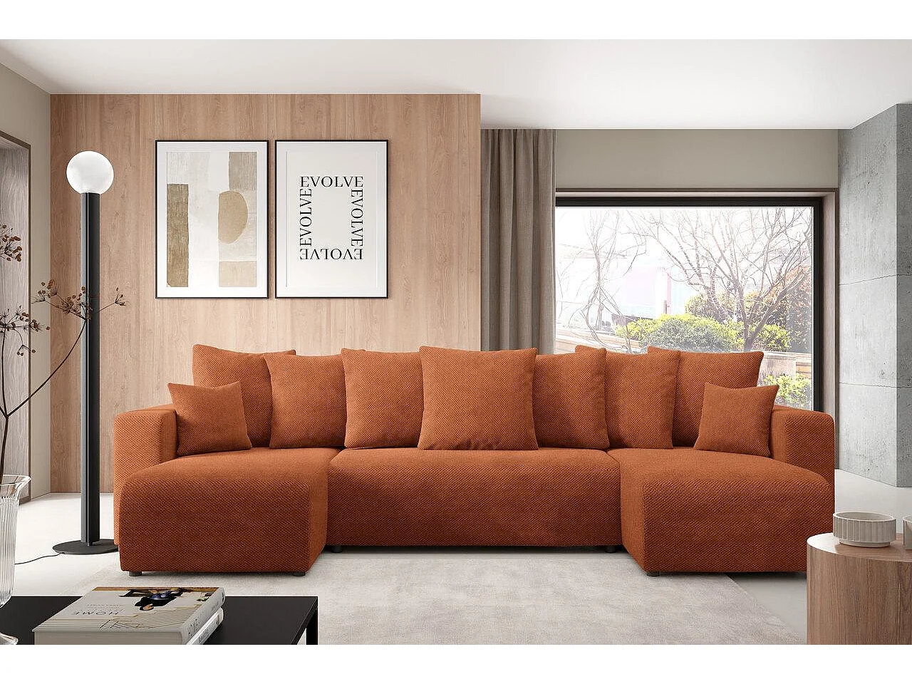 Canapé d'angle convertible EVORA U Cuivre