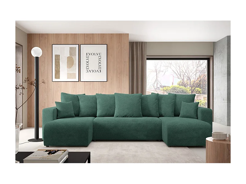 Ecksofa mit Schlaffunktion EVORA U Grün