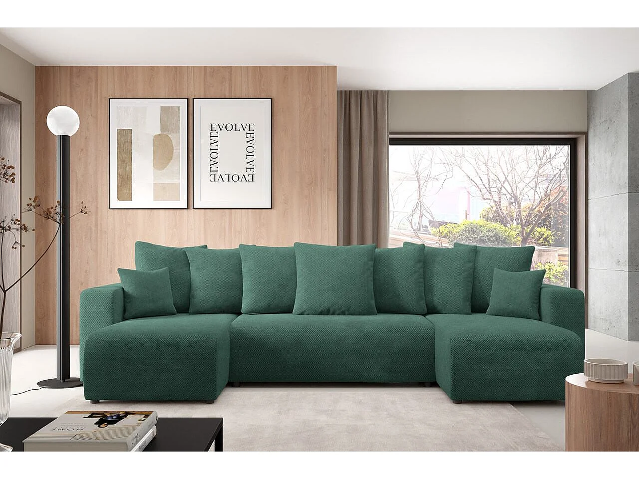 Canapé d'angle convertible EVORA U Vert