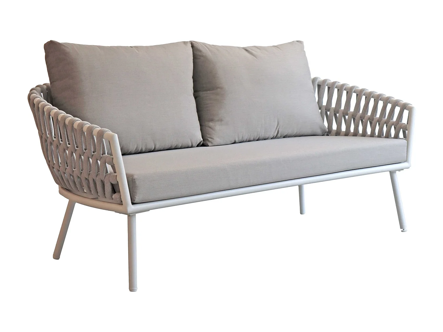 Salotto completo in alluminio bianco e corda "Pula"